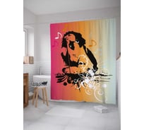 Штора (занавеска) для ванной JoyArty "Певица с микрофоном" из сатена, 180х200 см с крючками, sc_29400