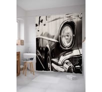 Штора (занавеска) для ванной JoyArty "Авто из прошлого" из сатена, 180х200 см с крючками, sc_29367