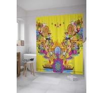 Штора (занавеска) для ванной JoyArty "Символики Индии" из сатена, 180х200 см с крючками, sc_27651