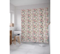 Штора (занавеска) для ванной JoyArty "Викторианские цветы" из сатена, 180х200 см с крючками, sc_135241