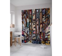 Штора (занавеска) для ванной JoyArty "Уличная реклама" из сатена, 180х200 см с крючками, sc_2538