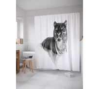 Штора (занавеска) для ванной JoyArty "Тигр в воде" из сатена, 180х200 см с крючками, sc_29004