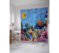 Штора (занавеска) для ванной JoyArty "Морская глубина" из сатена, 180х200 см с крючками, sc_2611