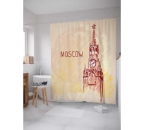 Штора (занавеска) для ванной JoyArty "Московское время" из сатена, 180х200 см sc_378776