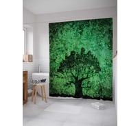 Штора (занавеска) для ванной JoyArty "Город на дереве" из сатена, 180х200 см с крючками, sc_16352