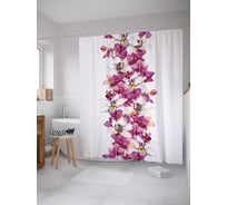 Штора (занавеска) для ванной JoyArty "Цветочная дорожка" из сатена, 180х200 см с крючками, sc_2603
