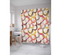 Штора (занавеска) для ванной JoyArty "Туманные кольца" из сатена, 180х200 см с крючками, sc_26045