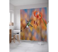 Штора (занавеска) для ванной JoyArty "Долгожданный цветок" из сатена, 180х200 см с крючками, sc_17104