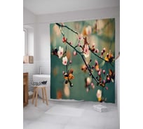 Штора (занавеска) для ванной JoyArty "Весенние цветы" из сатена, 180х200 см с крючками, sc_28536