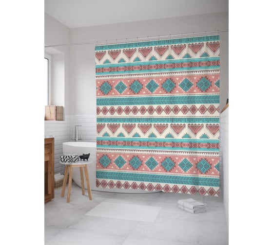 Штора (занавеска) для ванной JoyArty "Направление сомнения" из сатена, 180х200 см с крючками, sc_26704 1