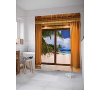 Штора (занавеска) для ванной JoyArty "За окном жара" из сатена, 180х200 см с крючками, sc_16496