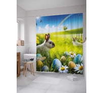 Штора (занавеска) для ванной JoyArty "Пасхальная радость" из сатена, 180х200 см с крючками, sc_25665