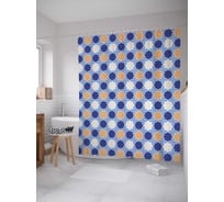 Штора (занавеска) для ванной JoyArty "Цветные восьмиугольники" из сатена, 180х200 см с крючками, sc_28727