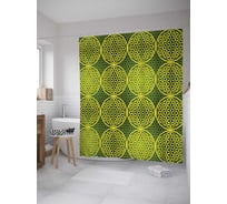 Штора (занавеска) для ванной JoyArty "Решетчатые круги" из сатена, 180х200 см с крючками, sc_28842