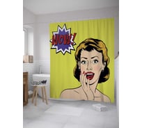 Штора (занавеска) для ванной JoyArty "Удивленная женщина" из сатена, 180х200 см с крючками, sc_28151