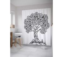 Штора (занавеска) для ванной JoyArty "Дерево со скрученным стволом" из сатена, 180х200 см с крючками, sc_28402