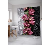 Штора (занавеска) для ванной JoyArty "Цветочное разделение" из сатена, 180х200 см с крючками, sc_2729