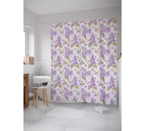 Штора (занавеска) для ванной JoyArty "Цветочное ожидание" из сатена, 180х200 см с крючками, sc_23322