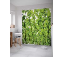 Штора (занавеска) для ванной JoyArty "Свобода за листьями" из сатена, 180х200 см с крючками, sc_16590