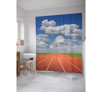 Штора (занавеска) для ванной JoyArty "Беговые треки" из сатена, 180х200 см с крючками, sc_10918