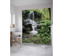 Штора (занавеска) для ванной JoyArty "Незаметный водопад" из сатена, 180х200 см с крючками, sc_10128