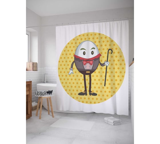 Штора (занавеска) для ванной JoyArty "Интеллигент с тростью" из сатена, 180х200 см с крючками, sc_14077 1