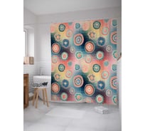 Штора (занавеска) для ванной JoyArty "Галактические цветы" из сатена, 180х200 см с крючками, sc_16922