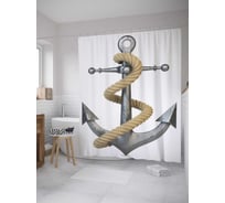 Штора (занавеска) для ванной JoyArty "Морской символ" из сатена, 180х200 см с крючками, sc_10388