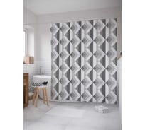 Штора (занавеска) для ванной JoyArty "Мраморная иллюзия" из сатена, 180х200 см с крючками, sc_21694