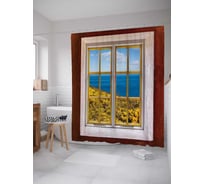 Штора (занавеска) для ванной JoyArty "Вид на океан" из сатена, 180х200 см с крючками, sc_16497