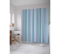 Штора (занавеска) для ванной JoyArty "Полосатые просторы" из сатена, 180х200 см с крючками, sc_21534