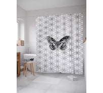 Штора (занавеска) для ванной JoyArty "Спокойствие бабочки" из сатена, 180х200 см с крючками, sc_15906