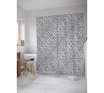 Штора (занавеска) для ванной JoyArty "Плетеный узор" из сатена, 180х200 см с крючками, sc_16906