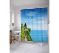 Штора (занавеска) для ванной JoyArty "Дом на конце света" из сатена, 180х200 см с крючками, sc_16208