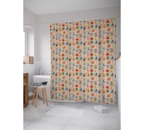 Штора (занавеска) для ванной JoyArty "Старые марки" из сатена, 180х200 см с крючками, sc_156858