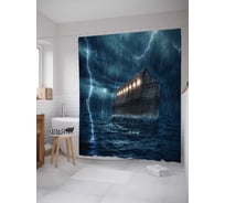 Штора (занавеска) для ванной JoyArty "Опасное морское путешествие" из сатена, 180х200 см с крючками, sc_16316