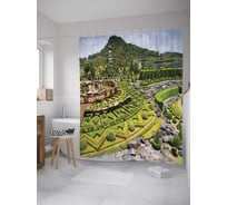 Штора (занавеска) для ванной JoyArty "Парковое искусство" из сатена, 180х200 см с крючками, sc_10339