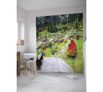 Штора (занавеска) для ванной JoyArty "Цветочный каскад" из сатена, 180х200 см с крючками, sc_10334