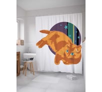 Штора (занавеска) для ванной JoyArty "Кошачья уверенность" из сатена, 180х200 см с крючками, sc_15563