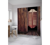Штора (занавеска) для ванной JoyArty "Старые западные двери салуна" из сатена, 180х200 см с крючками, sc_10241