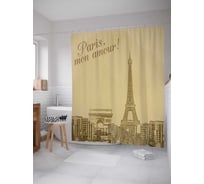 Штора (занавеска) для ванной JoyArty "Париж моя любовь" из сатена, 180х200 см с крючками, sc_15473