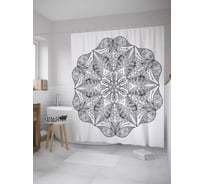 Штора (занавеска) для ванной JoyArty "Мандала в стиле дудл" из сатена, 180х200 см с крючками, sc_28895
