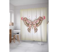 Штора (занавеска) для ванной JoyArty "Бабочка желаний" из сатена, 180х200 см с крючками, sc_15893