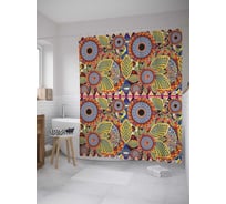 Штора (занавеска) для ванной JoyArty "Абстрактные подсолнухи" из сатена, 180х200 см с крючками, sc_28461