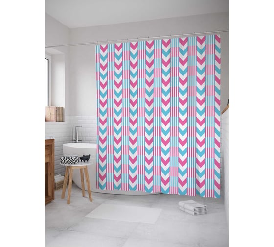 Штора (занавеска) для ванной JoyArty "Направленная вертикаль" из сатена, 180х200 см с крючками, sc_29264 1