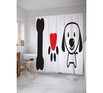 Штора (занавеска) для ванной JoyArty "Любовь к косточкам" из сатена, 180х200 см с крючками, sc_10661