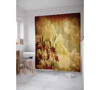 Штора (занавеска) для ванной JoyArty "Цветы снимут усталость" из сатена, 180х200 см с крючками, sc_16710