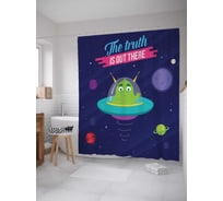 Штора (занавеска) для ванной JoyArty "Истина где-то рядом" из сатена, 180х200 см с крючками, sc_19595