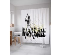 Штора (занавеска) для ванной JoyArty "Бейсбольная страсть" из сатена, 180х200 см с крючками, sc_17292