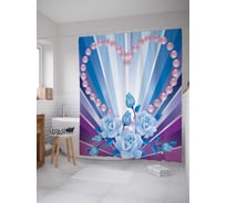 Штора (занавеска) для ванной JoyArty "Жемчужное сердце" из сатена, 180х200 см с крючками, sc_14164